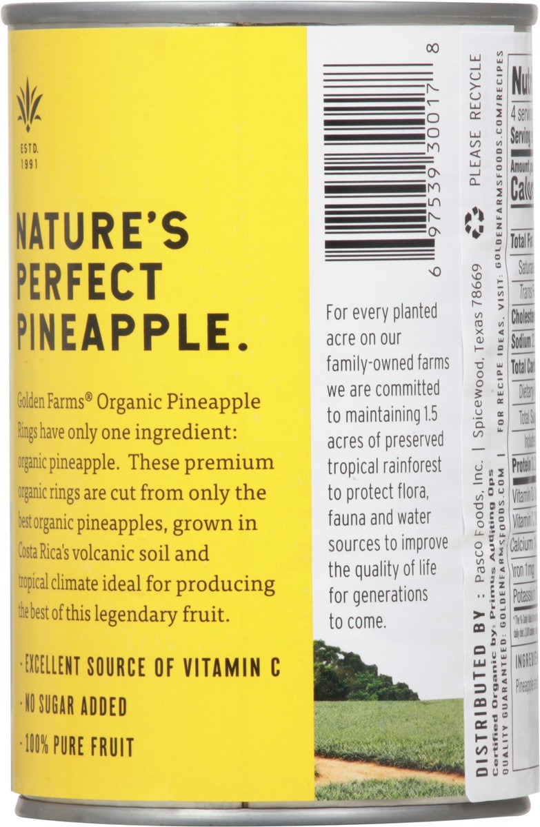 slide 8 of 12, Golden Farms Organic Unsweetened Pineapple Rings 14 oz, 14 oz