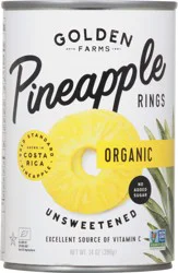 Golden Farms Organic Unsweetened Pineapple Rings 14 oz