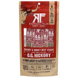 Righteous Felon Savory & Smoky O.G. Hickory Beef Sticks - 6 x 1 oz