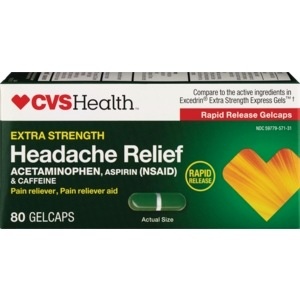 slide 1 of 1, CVS Health Extra Strength Headache Relief Gelcaps, 80 ct