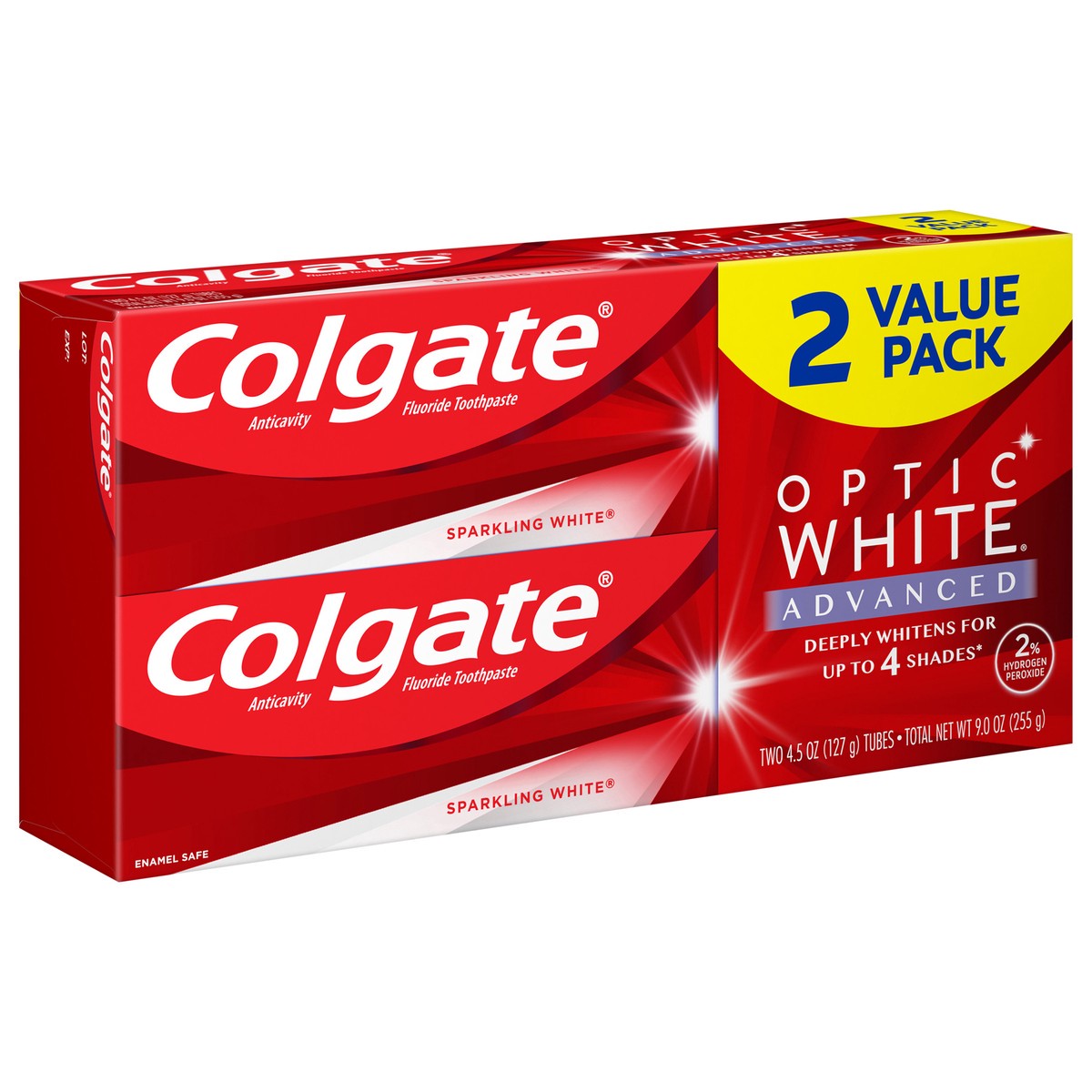 slide 5 of 8, Colgate Optic White Advanced Teeth Whitening Toothpaste, Sparkling White, 9 oz