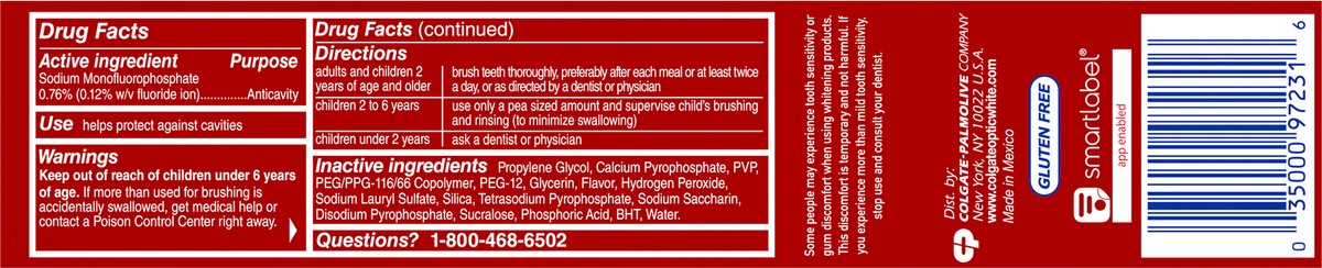 slide 6 of 8, Colgate Optic White Advanced Teeth Whitening Toothpaste, Sparkling White, 9 oz