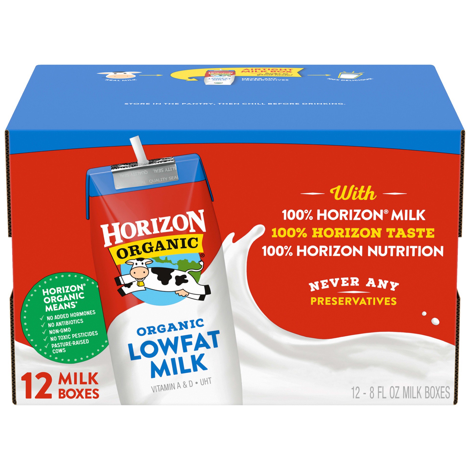 slide 1 of 5, Horizon Organic Shelf-Stable 1% Low Fat milk Boxes, 8 oz., 12 Pack, 