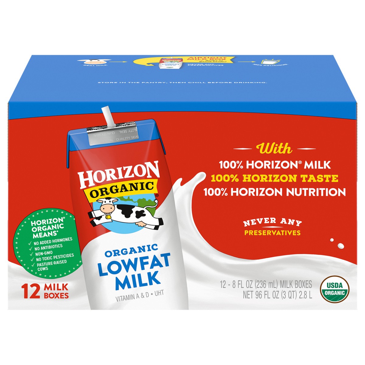slide 1 of 5, Horizon Organic Shelf-Stable 1% Low Fat Milk Boxes, 8 fl oz, 12 Pack, 12 ct