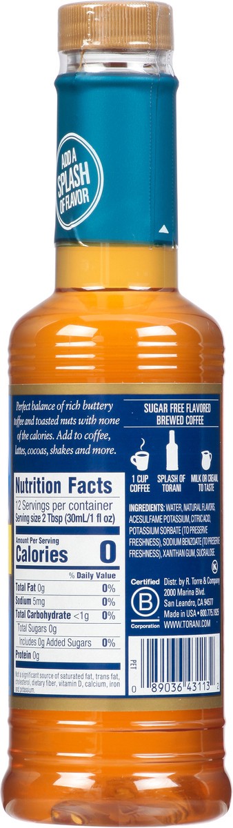 slide 14 of 14, Torani Sugar Free Toffee Nut Syrup 12.7 fl oz, 