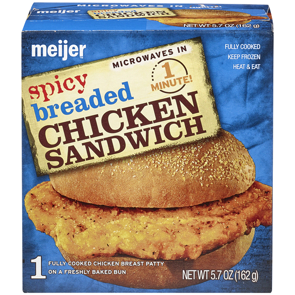 slide 1 of 4, Meijer Spicy Breaded Chicken Sandwich, 5.7 oz