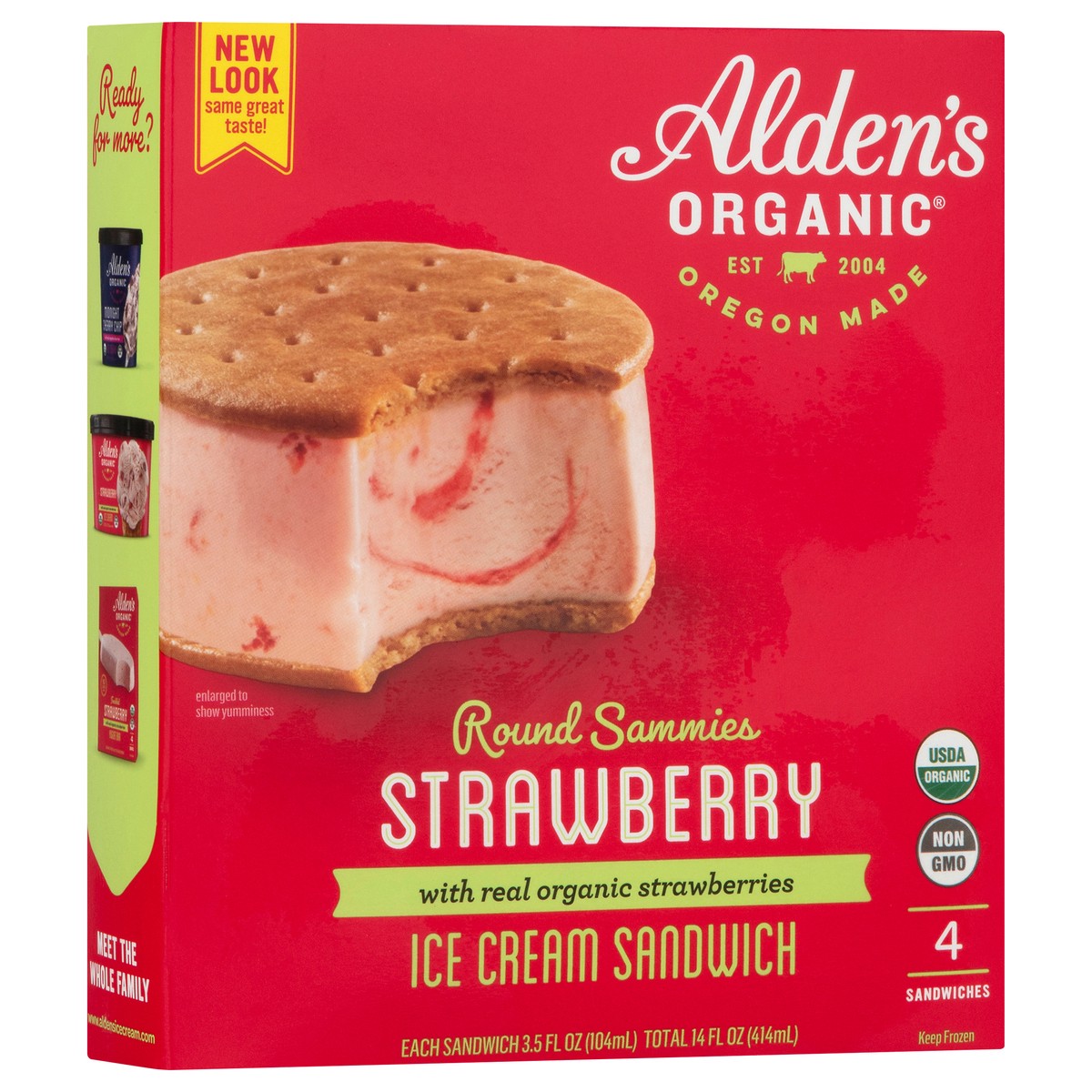 slide 2 of 9, Aldens Organic Organic Strawberry Ice Cream Sandwiches, 14 fl oz