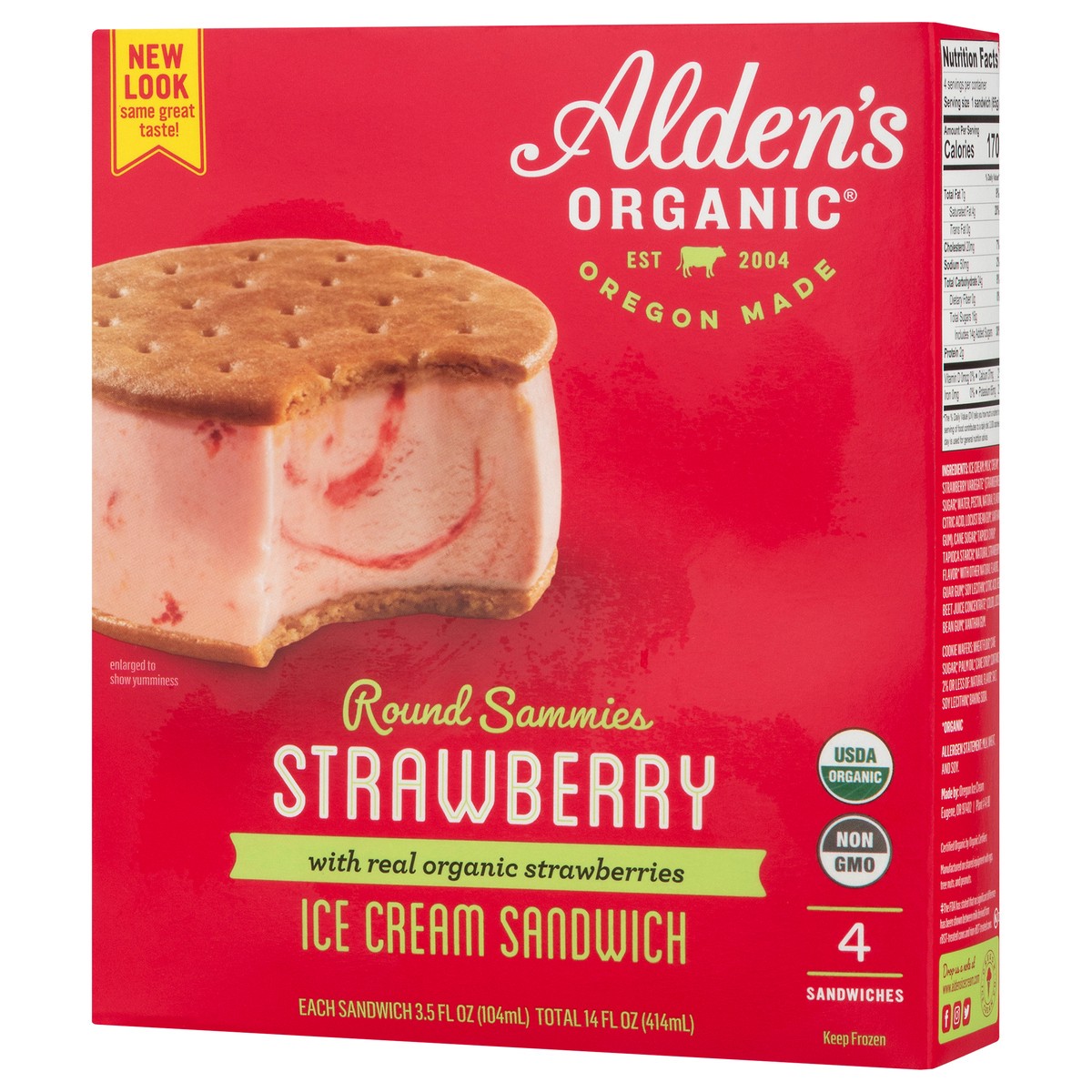 slide 3 of 9, Aldens Organic Organic Strawberry Ice Cream Sandwiches, 14 fl oz