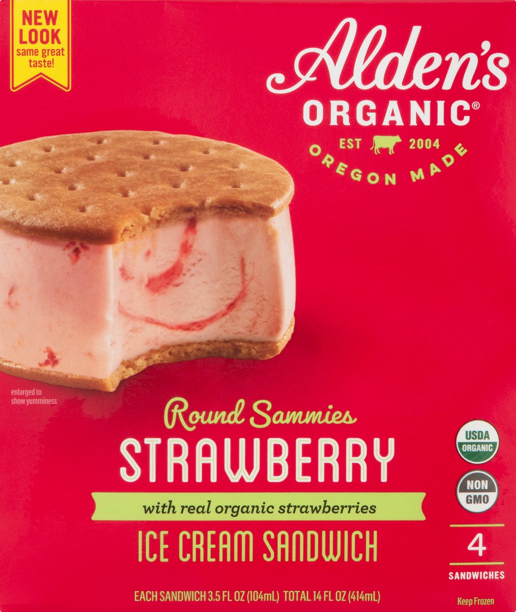 slide 6 of 9, Aldens Organic Organic Strawberry Ice Cream Sandwiches, 14 fl oz