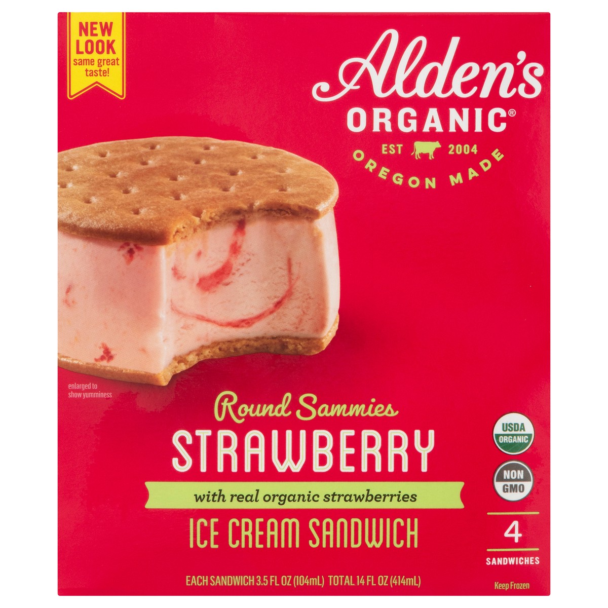 slide 1 of 9, Aldens Organic Organic Strawberry Ice Cream Sandwiches, 14 fl oz