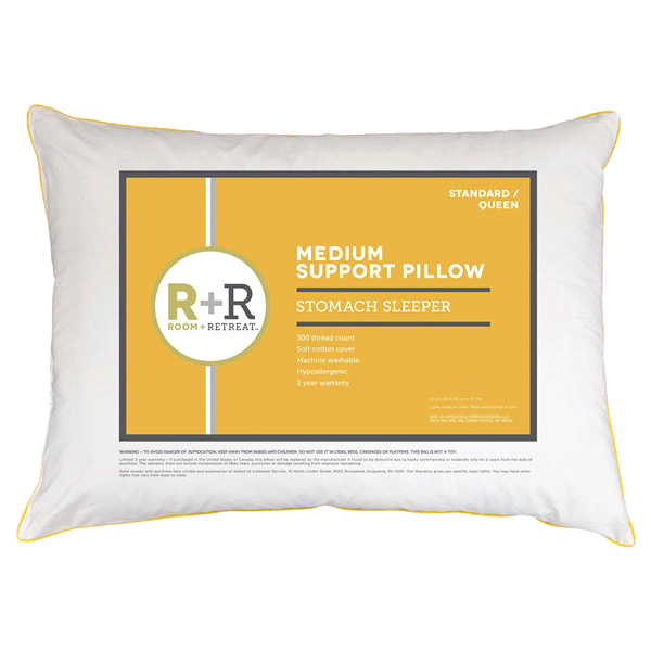 slide 1 of 3, Room & Retreat Stomach Sleeper Pillow, Standard/Queen, s/q