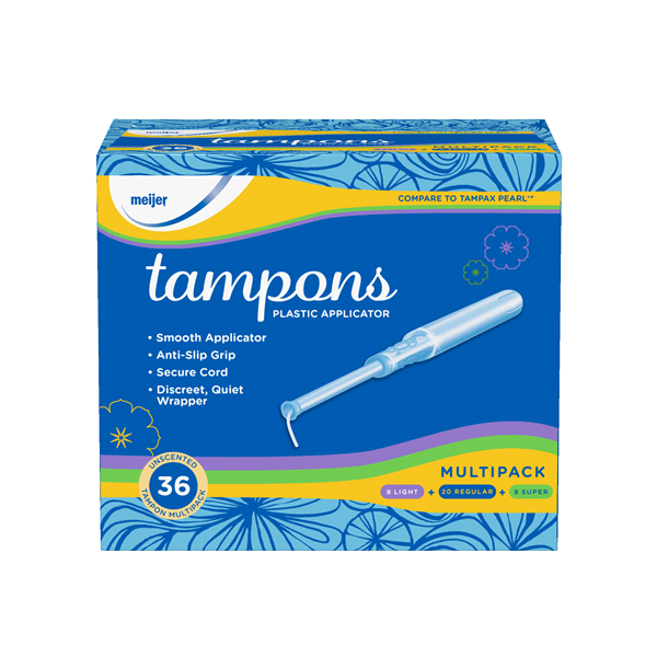 slide 1 of 1, Meijer Plastic Multipack Tampons, Regular/Light/Super, 36 ct