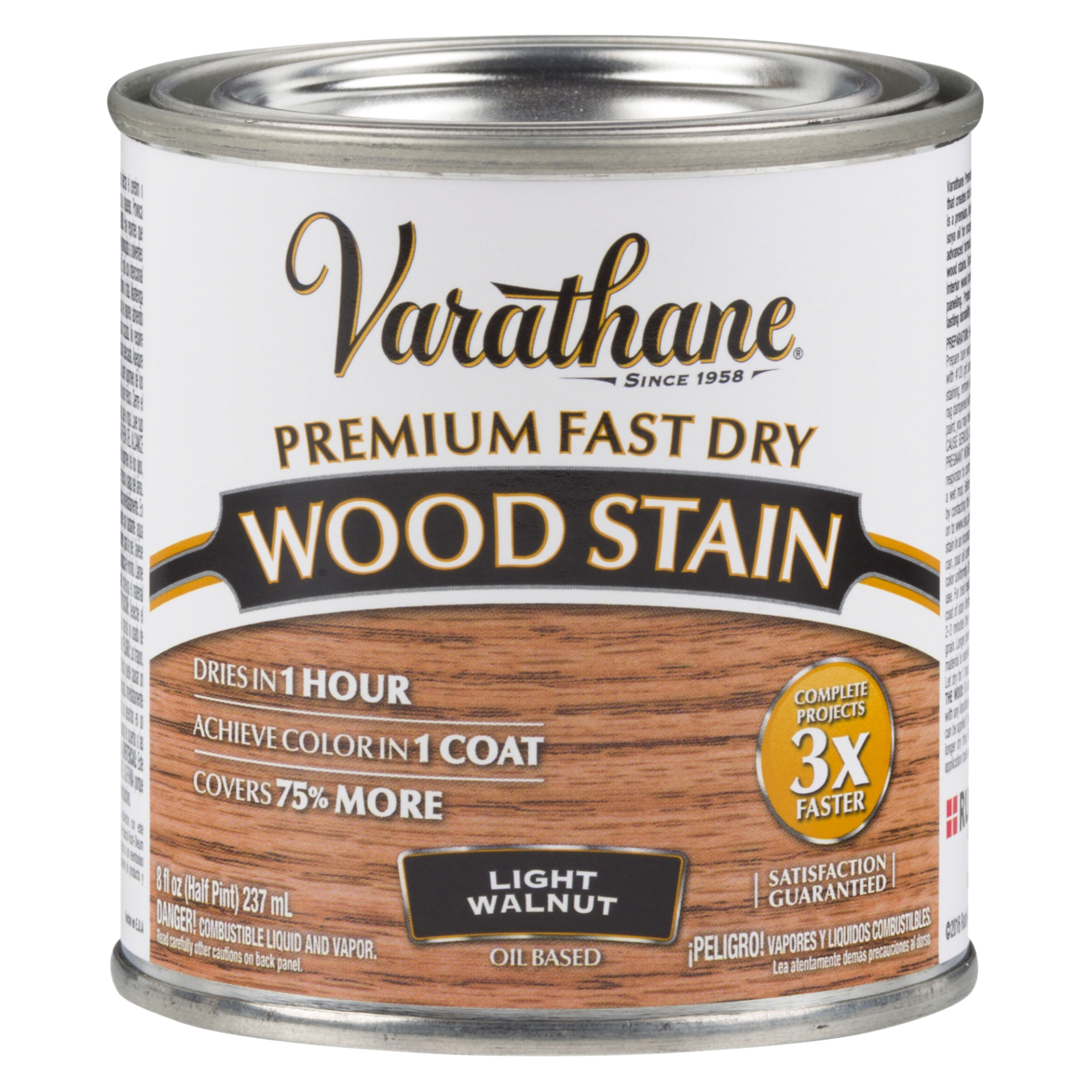 slide 1 of 1, Varathane Premium Fast Dry Wood Stain - 262034, Half Pint, Light Walnut, 1/2 pint