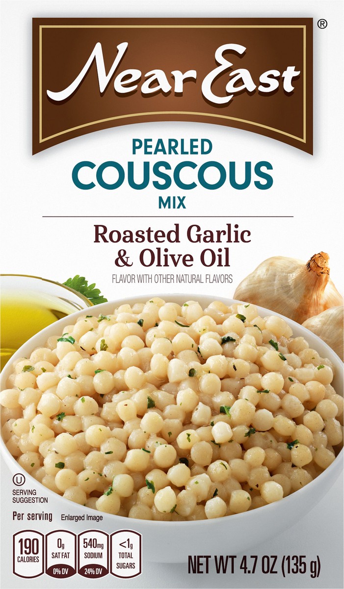 slide 1 of 6, Near East Pearled Couscous Mix Roasted Garlic & Olive Oil Flavor 4.7 Oz, 4.7 oz