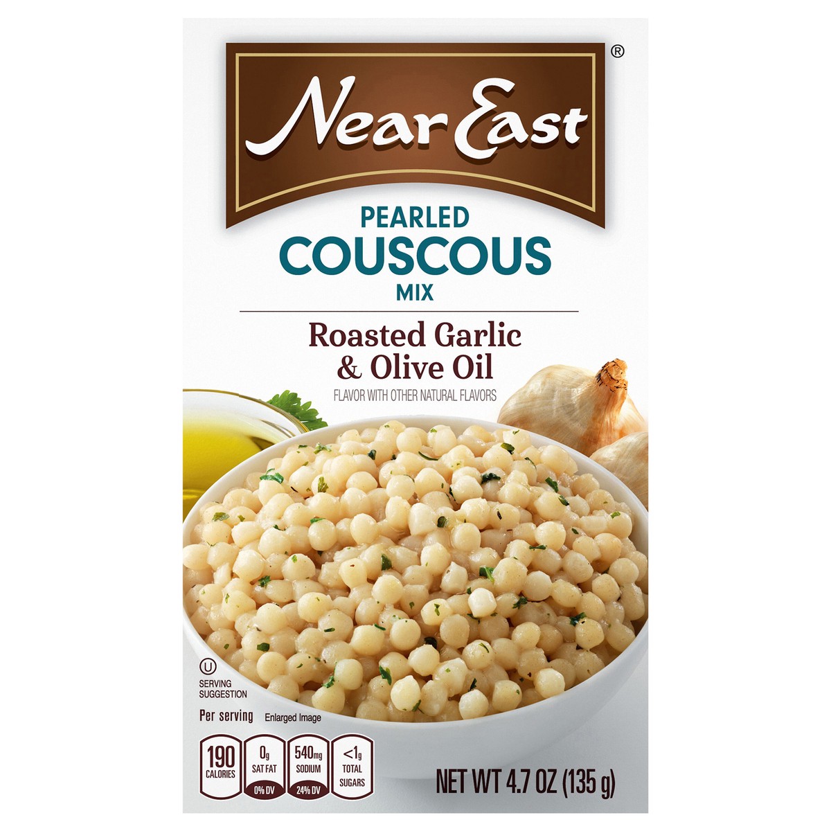 slide 1 of 6, Near East Pearled Couscous Mix Roasted Garlic & Olive Oil Flavor 4.7 Oz, 4.7 oz