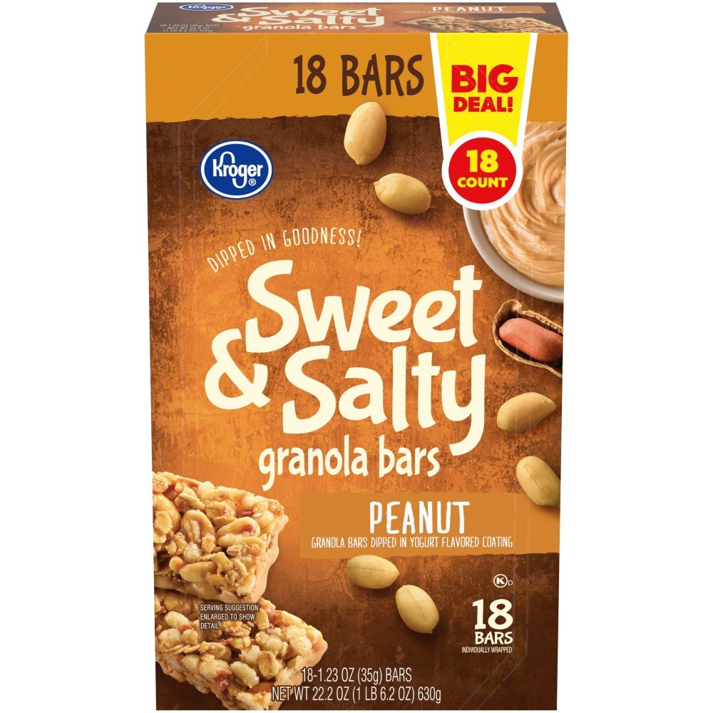 slide 1 of 6, Kroger Sweet & Salty Peanut Granola Bars, 18 ct; 1.23 oz