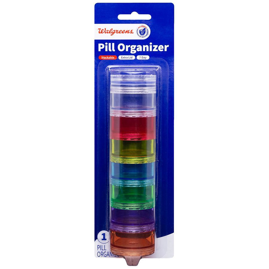 slide 1 of 2, Walgreens Stackable 7-Day Organizer with Extra Lid, 1 ct