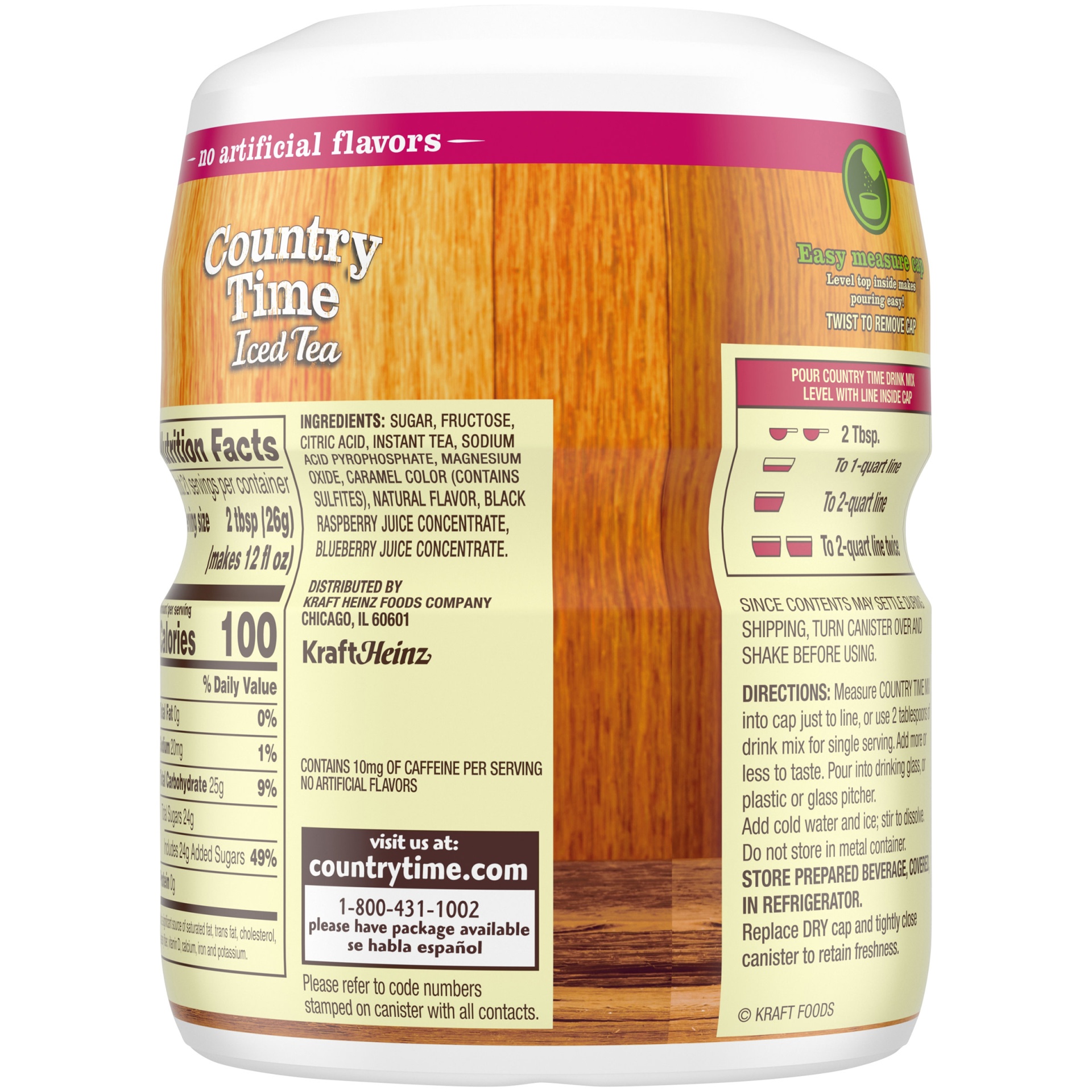 slide 2 of 2, Country Time Raspberry Iced Tea Naturally Flavored Powdered Drink Mix ister, 19 oz