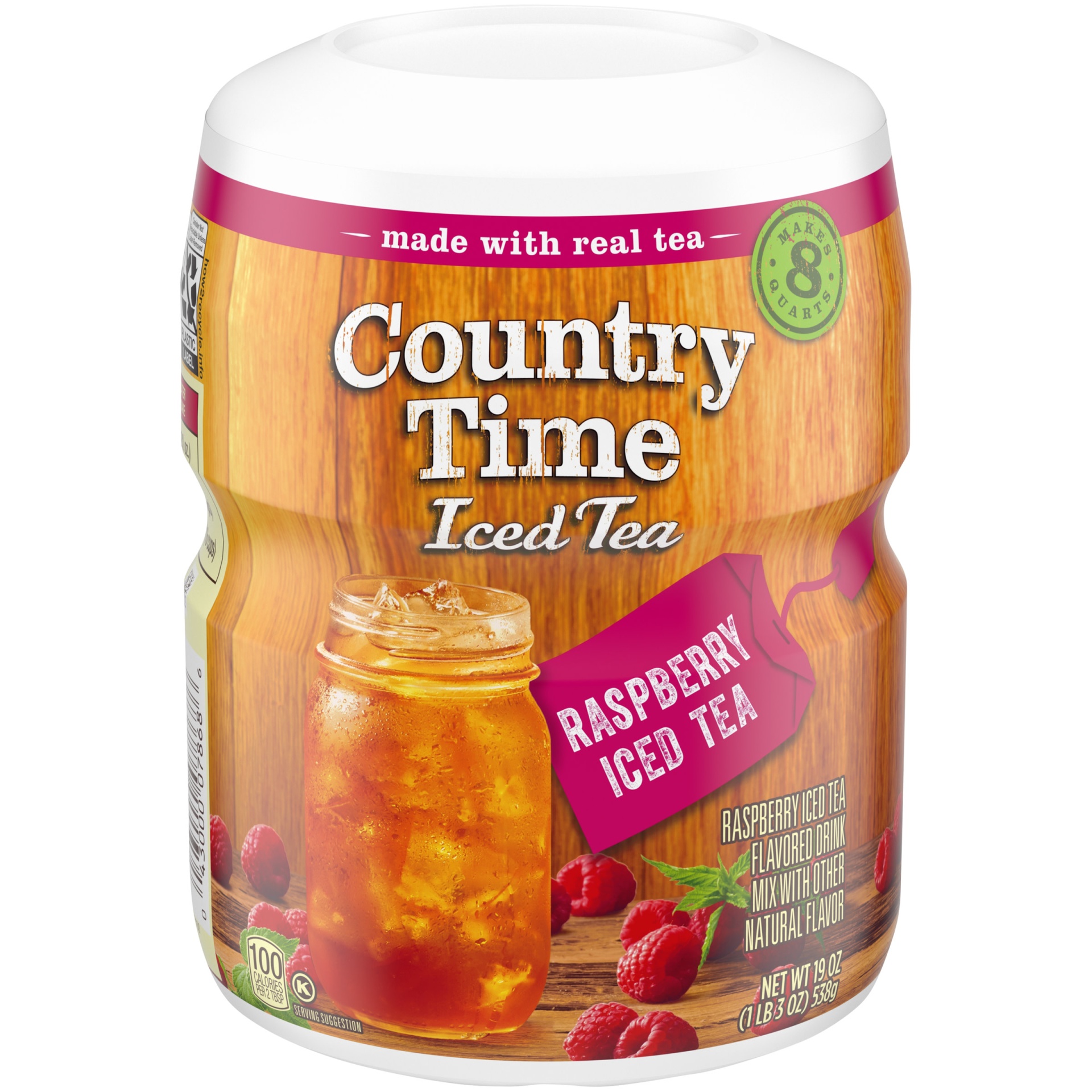 slide 1 of 2, Country Time Raspberry Iced Tea Naturally Flavored Powdered Drink Mix ister, 19 oz