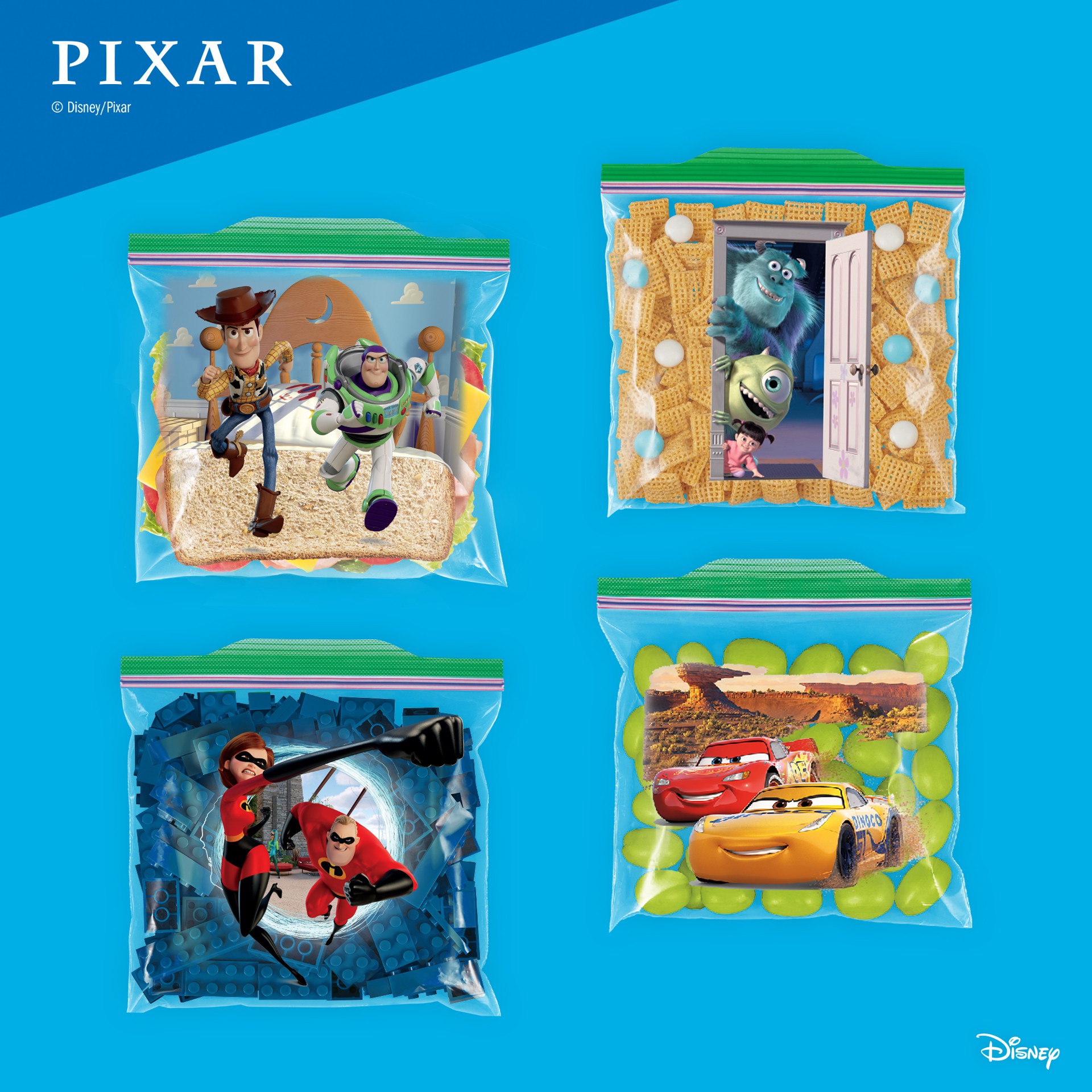 slide 2 of 7, Ziploc Brand Sandwich Bags Disney and Pixar Designs, 66 Count, 66 cnt