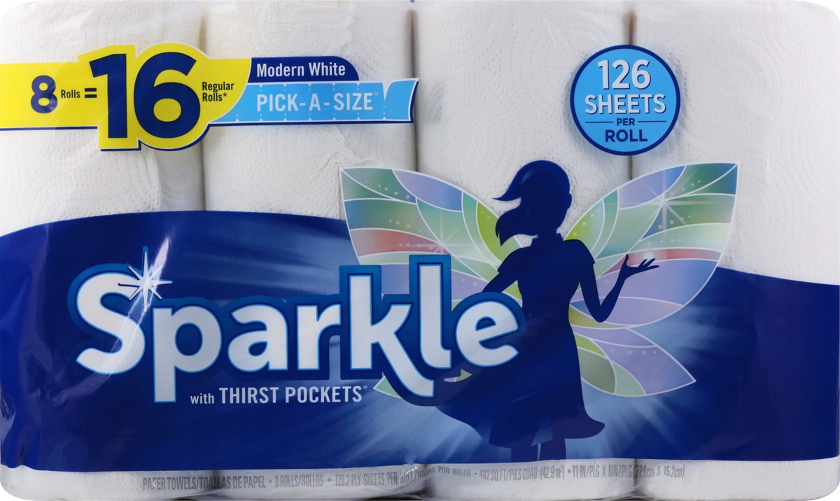 slide 2 of 11, Sparkle Pick A Size White Paper Towels, 8 ct