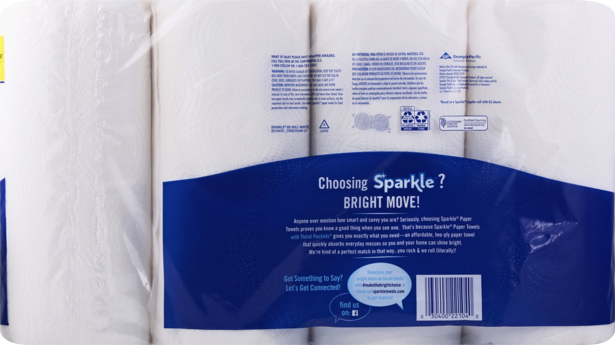 slide 11 of 11, Sparkle Pick A Size White Paper Towels, 8 ct