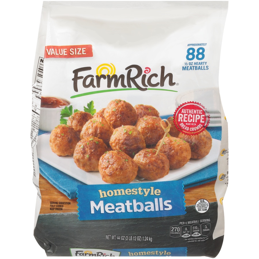 slide 1 of 8, Farm Rich Homestyle Meatballs, 44 oz