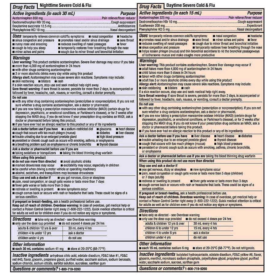 slide 5 of 5, Walgreens Severe Daytime & Nighttime Cold & Flu Liquid, 2 ct; 12 fl oz