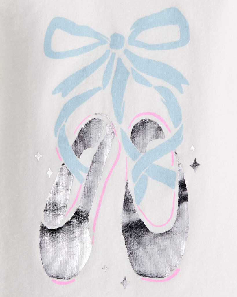 slide 2 of 2, Carter's Carters Baby Girl Metallic Ballet Shoe Long-Sleeve Graphic Tee - White White 18M, 1 ct