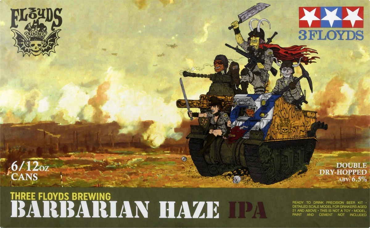 slide 1 of 9, Three Floyds Brewing Co. Barbarian Haze Brewing IPA Beer 6 ea, 1 ct