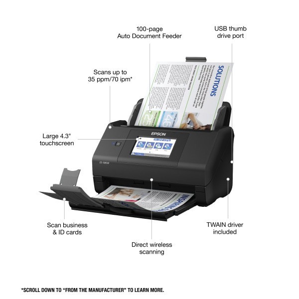 slide 4 of 6, Epson Workforce Es-580W Wireless Duplex Touch-Screen Document Scanner, B11B258201, 1 ct