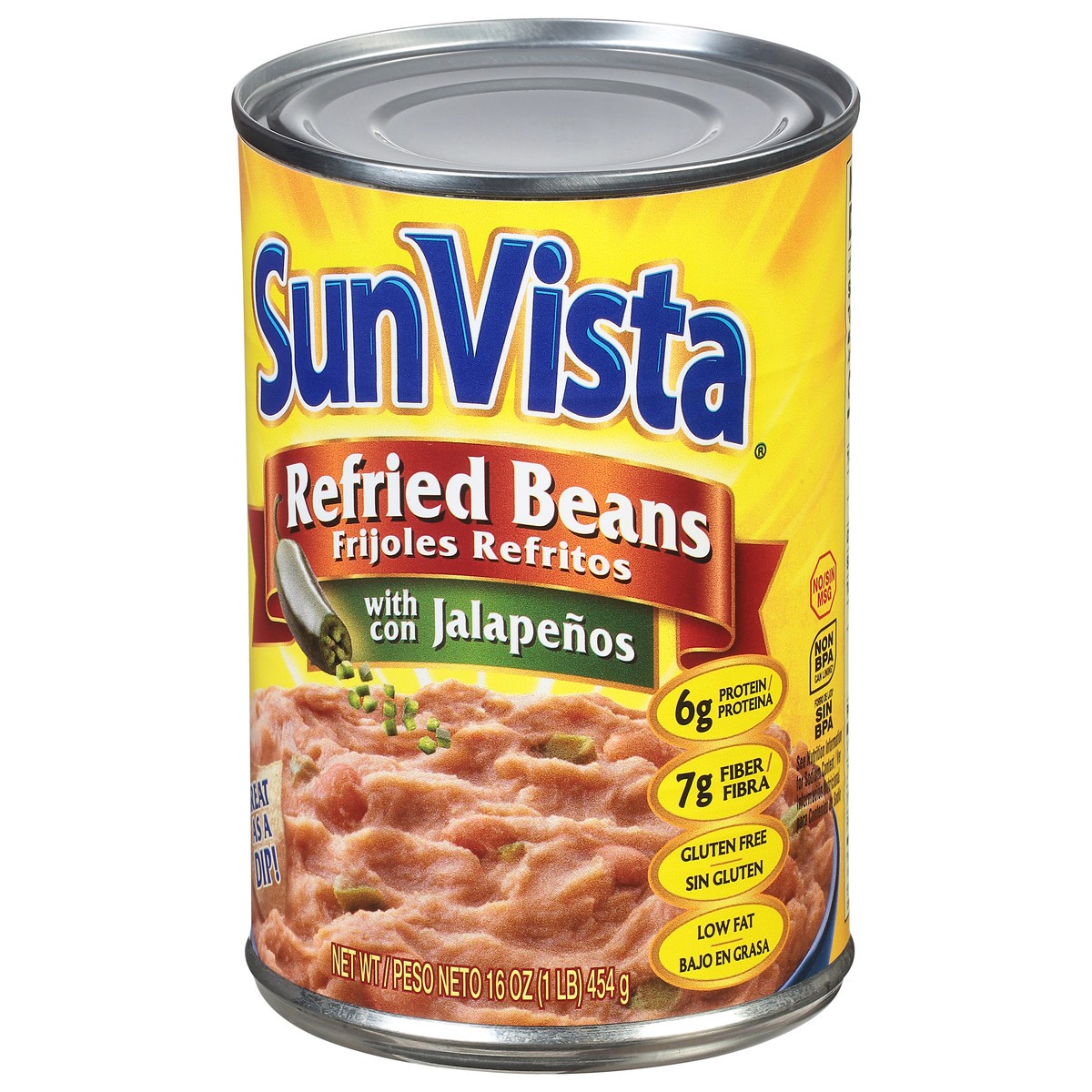 slide 2 of 9, SunVista Refried Beans with Jalapenos 16 oz, 16 oz