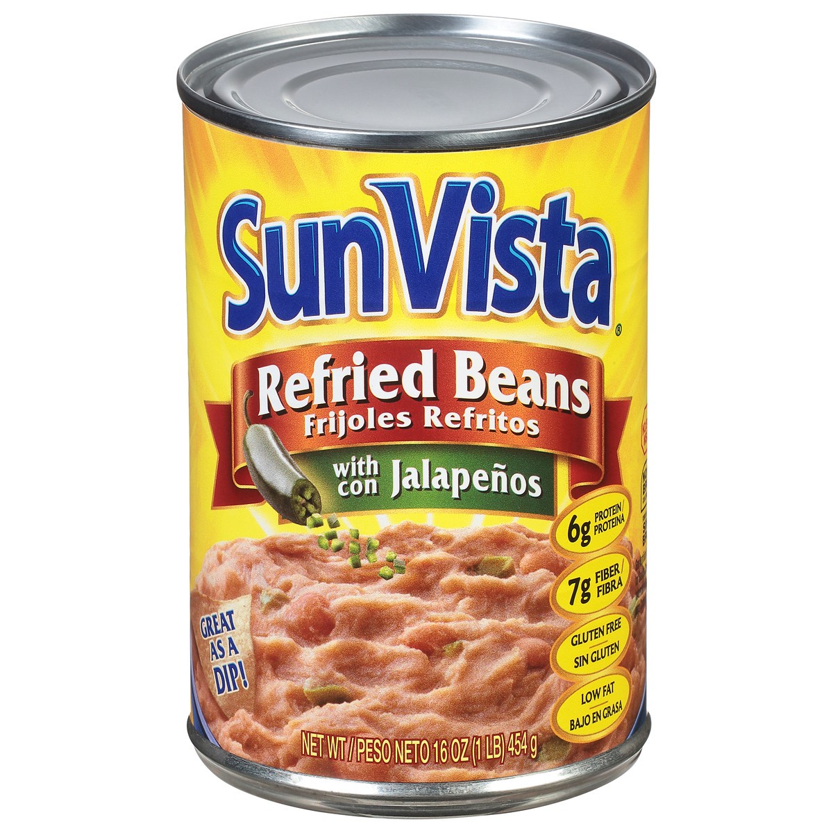 slide 1 of 9, SunVista Refried Beans with Jalapenos 16 oz, 16 oz