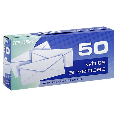 slide 1 of 1, Top Flight Envelopes White, 50 ct