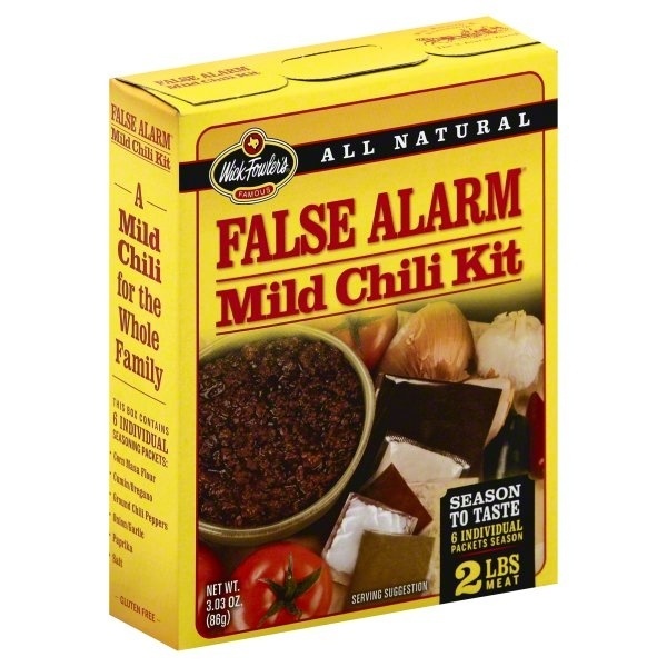 slide 1 of 1, Wick Fowler's Famous Texas Style False Alarm Mild Chili Kit, 3.03 oz