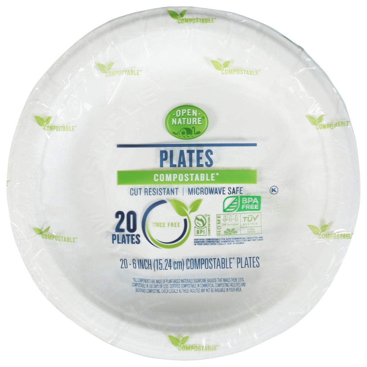 slide 2 of 4, Open Nature Plates Compostable 6 In - 20 Ct, 20 ct