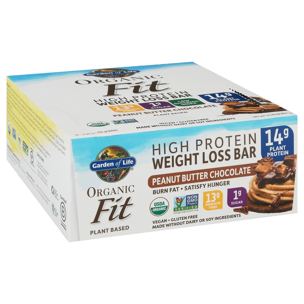 slide 2 of 9, Garden of Life Organic Fit High Protein 12 Pack Peanut Butter Chocolate Weight Loss Bar 12 ea, 12 ct