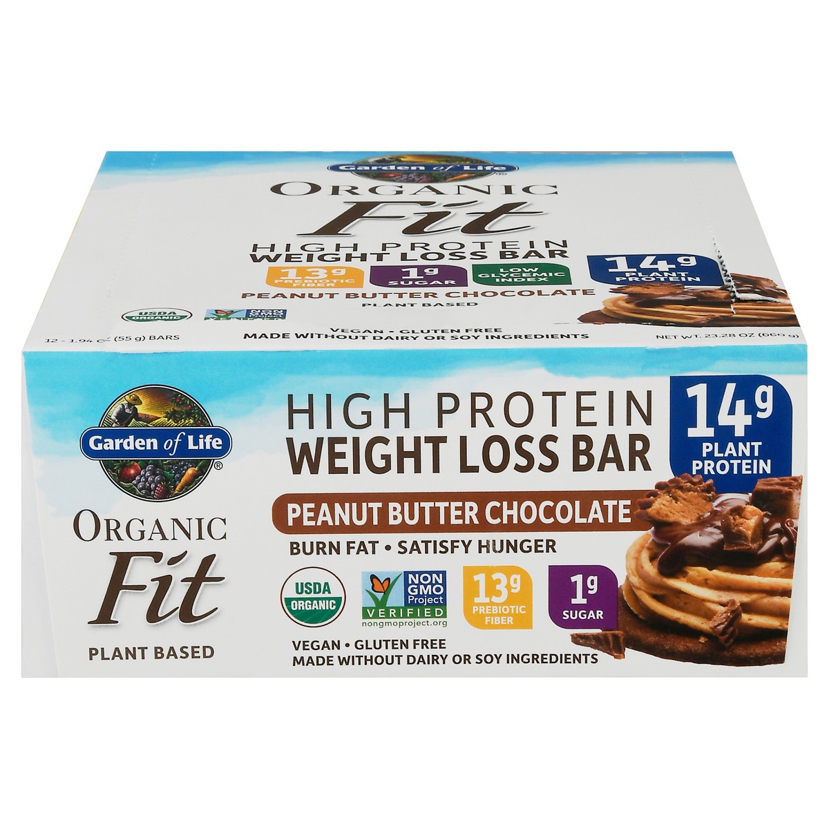 slide 1 of 9, Garden of Life Organic Fit High Protein 12 Pack Peanut Butter Chocolate Weight Loss Bar 12 ea, 12 ct