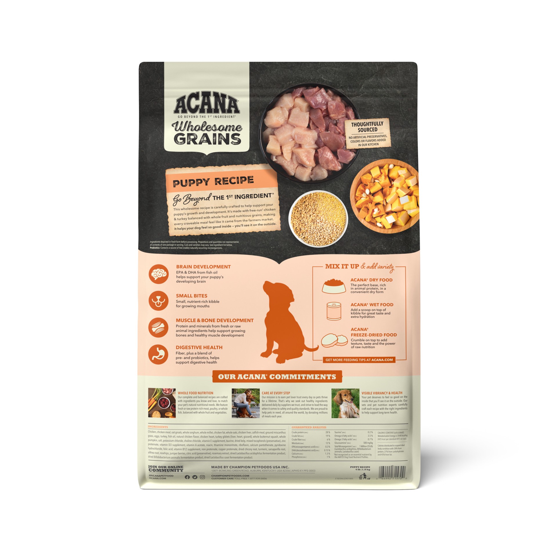 slide 3 of 3, ACANA Wholesome Grains Puppy, 4lb, 4 lb
