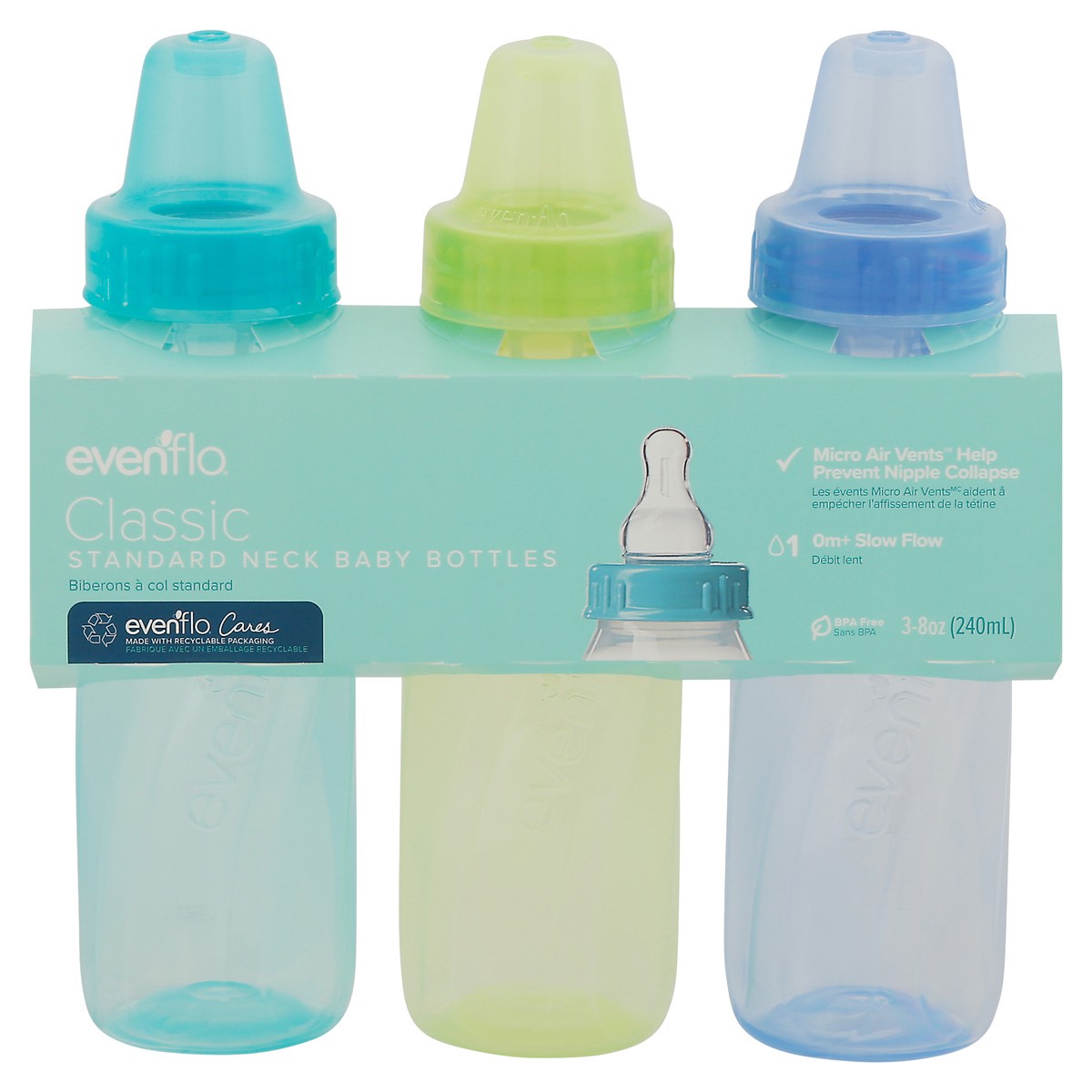 slide 1 of 9, Evenflo Baby Bottles 3 Pack, 3 ct