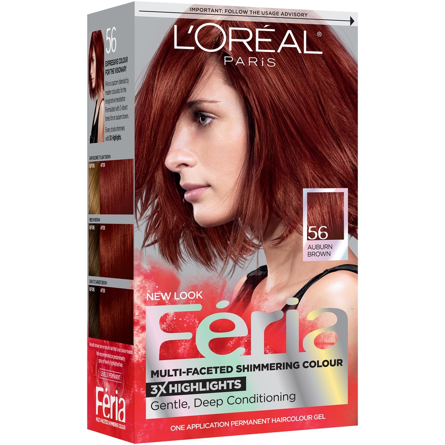 slide 3 of 7, L'Oréal Feria Multi-faceted Shimmering Permanent Hair Color 56 Brilliant Bordeaux, 1 kit