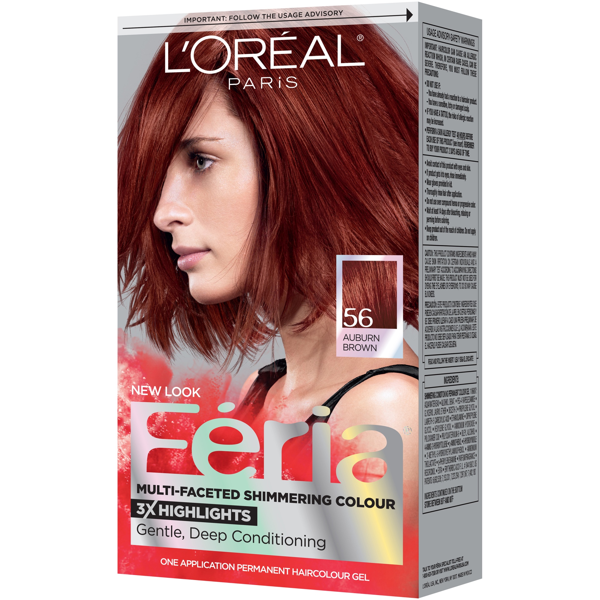 slide 4 of 7, L'Oréal Feria Multi-faceted Shimmering Permanent Hair Color 56 Brilliant Bordeaux, 1 kit