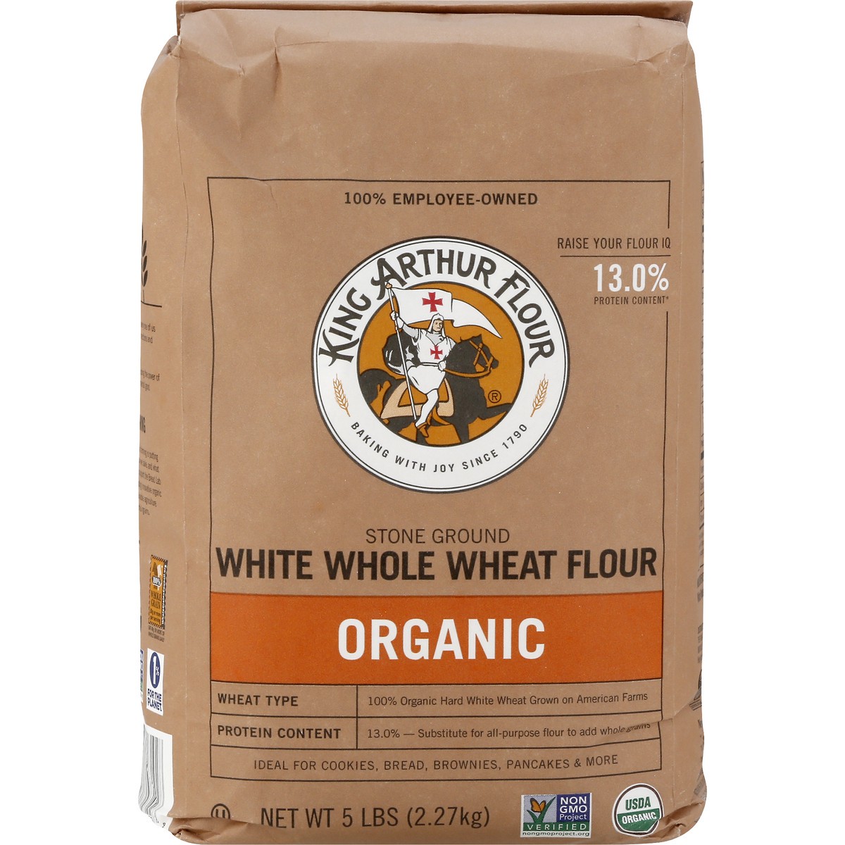 slide 2 of 10, King Arthur Organic White Whole Wheat Flour, 5 lb