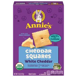 Annie's Organic White Cheddar Squares Baked Snack Crackers, Made with Real Cheese, 7.5 oz