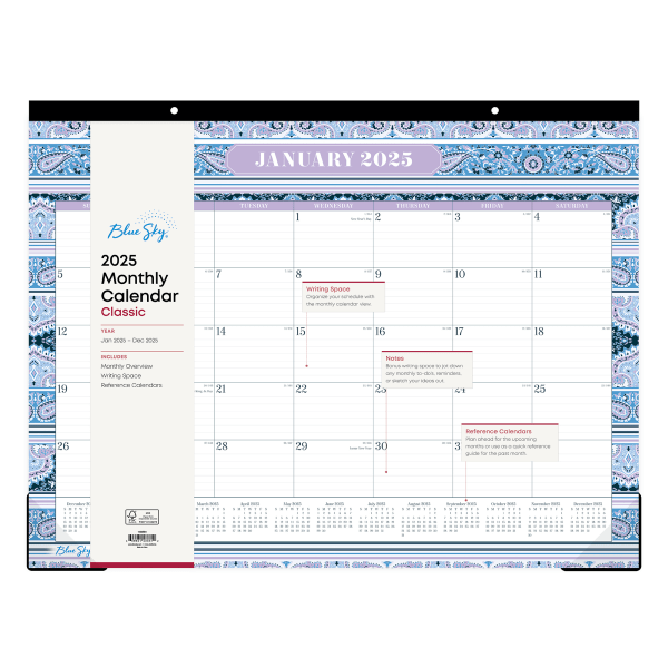 slide 2 of 2, 2025 Blue Sky Monthly Desk Pad Planning Calendar, 22"" X 17"", Mellie, January 2025 To December 2025, 1 ct
