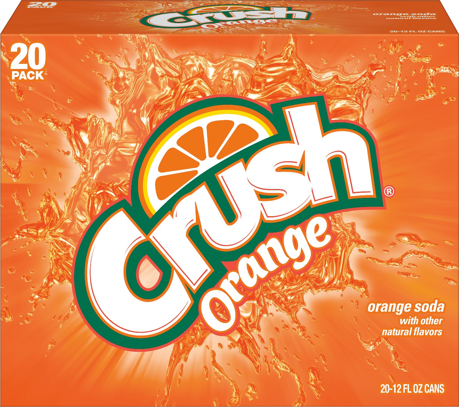 slide 1 of 3, Crush Orange Soda, 20 ct; 12 fl oz