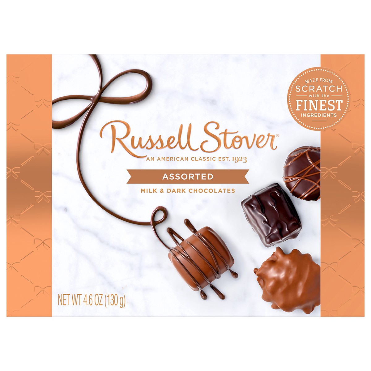 slide 9 of 9, Russell Stover Assorted Milk & Dark Chocolate Gift Box, 4.6 oz. (˜ 8 pieces), 8 ct