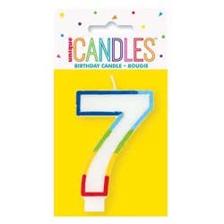 unique Rainbow Border Number 7 Birthday Candle