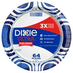 Dixie Ultra Compostable Paper Plates, 8.5 Inch, 64 Count, Multi-Color