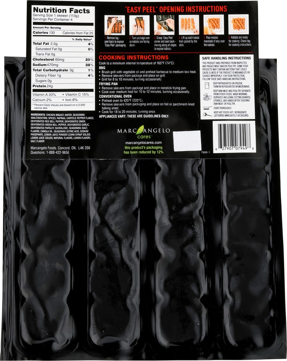 slide 8 of 9, Marcangelo Chipotle Chicken Breast Skewers 4 - 4 oz Skewers, 1 ct